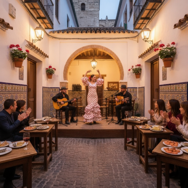 Bailarina de flamenco en un típico restaurante español